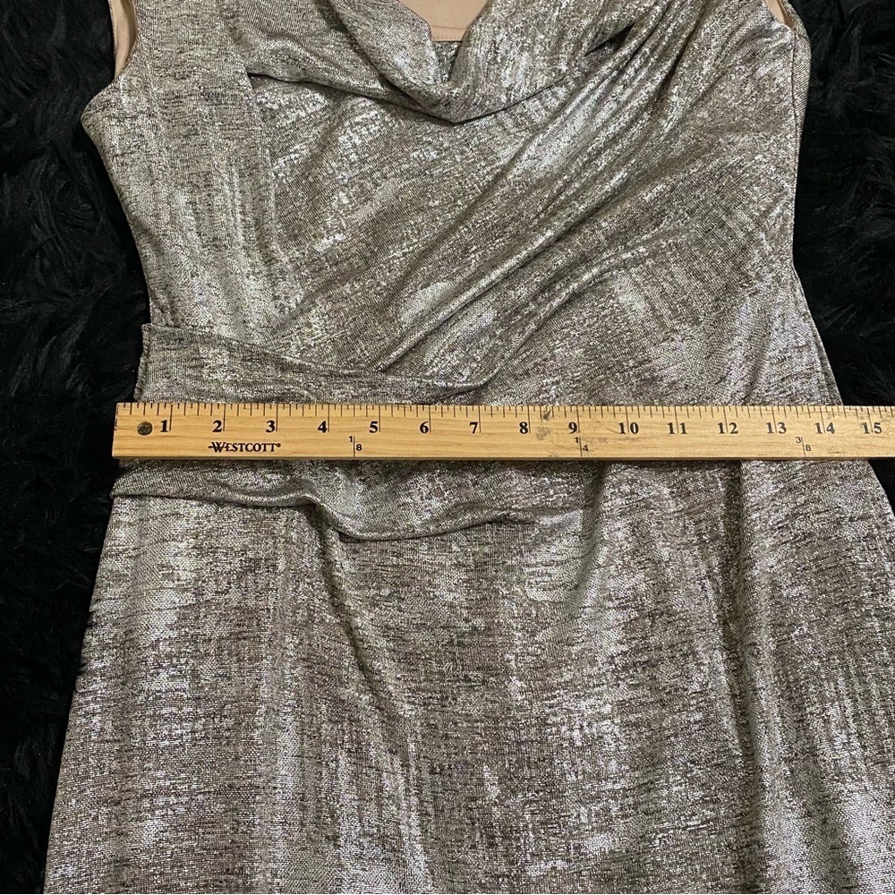 Connected Apparel Ladies Long Length Sleeveless Metallic Cowl Neck Lined Size 8 - Picture 12 of 16